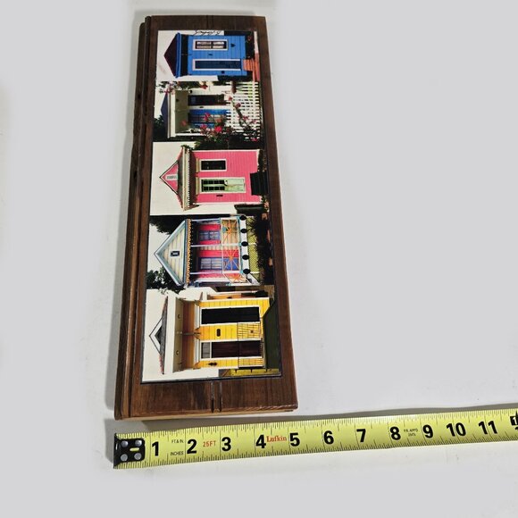 New Orleans Wall Art Shotgun Houses Architectural Handmade B Roberds NOLA 16x5.5 - Picture 7 of 9